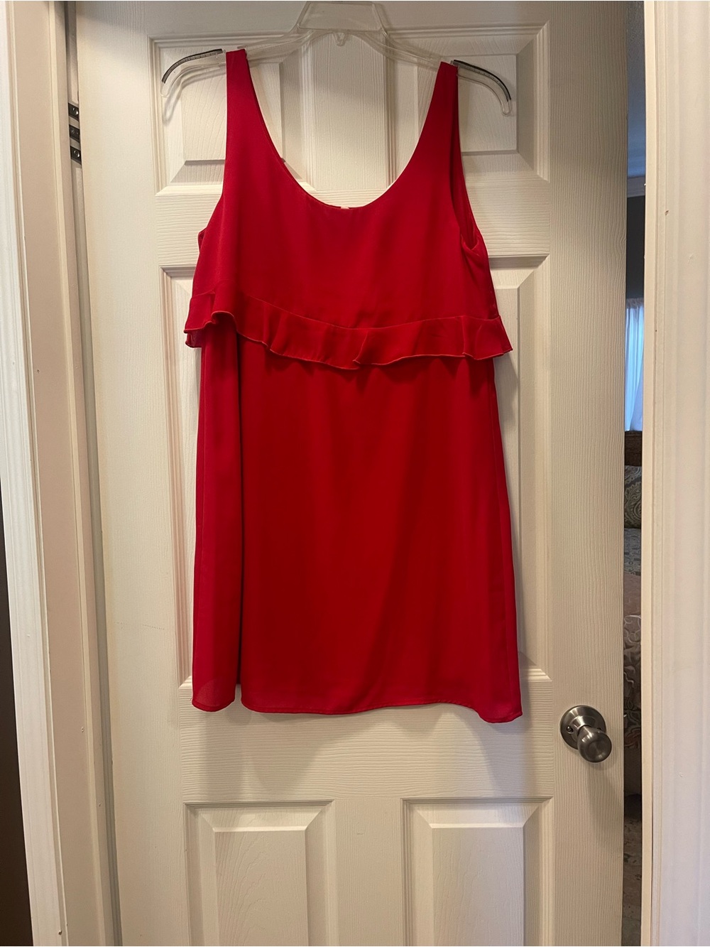 Peppermint Red Sleeveless Ruffle Tunic